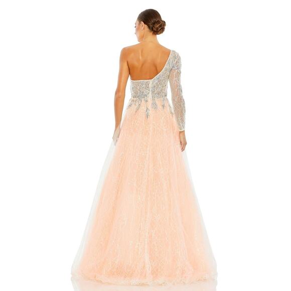 Mac Duggal 20232 Embroidered One Shoulder Bodice Dusty Rose Ballgown Size 16 - Picture 2 of 10